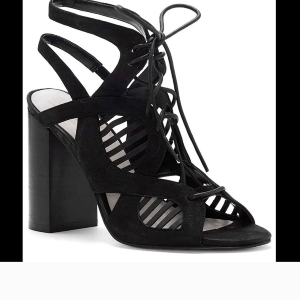 1. State Black Heeled Sandals with Lace-Up Design